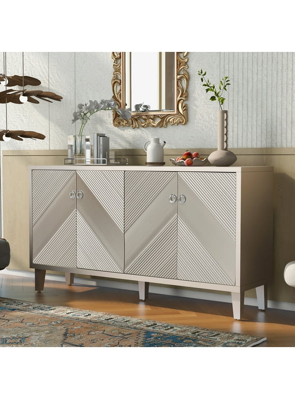 U_Style Light Luxury Style Cabinet with Fraxinus Mandschuric Solid Wood Veneer, Adjustable, Suitable for Use in the Living room, Study, and Hallway.