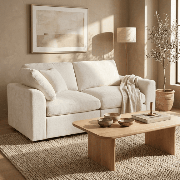 U-Style Modern 72.8" Loveseat Sofa, Soft Chenille Fabric Couch with Solid Wood Frame & Accent Pillow, Deep Seat Upholstered 2-Seater Sofa for Living Room, Apartment, Bedroom