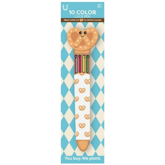 U Style Multi Color Click Pen, Pretzel Design, 10 Ink Colors, Novelty Ballpoint