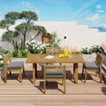 thumbnail image 1 of U_Style Multi-person Outdoor Acacia Wood Dining Table and Chair Set, Thick Cushions, Suitable for Balcony, Vourtyard, and Garden., 1 of 5