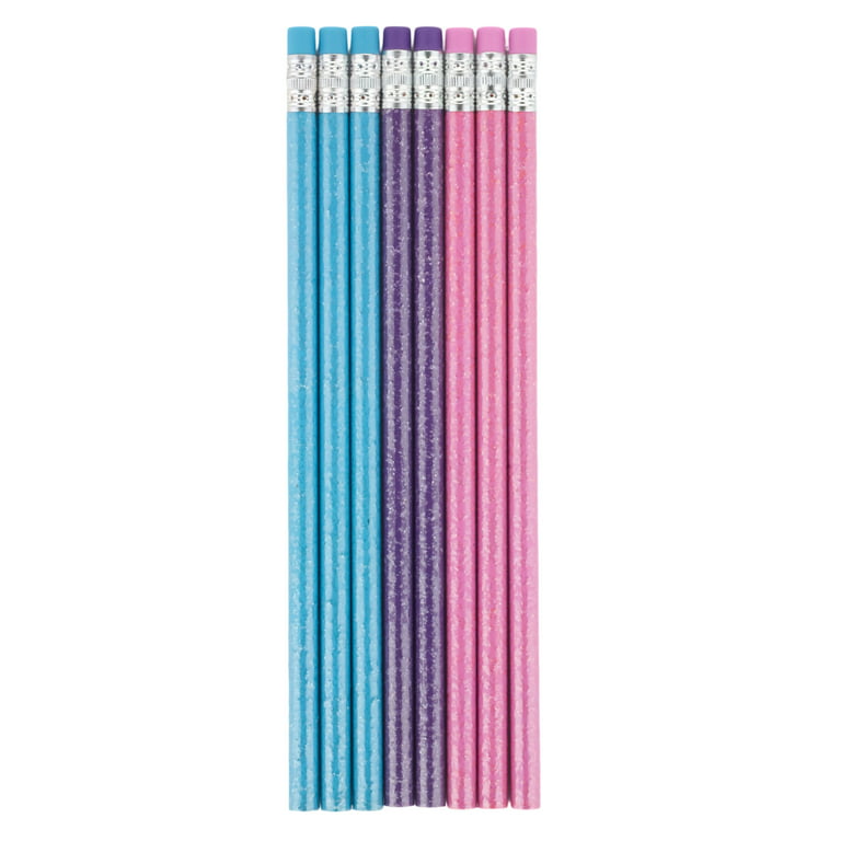 U Style No. 2 Wood Pencils, Bright Mess-Proof Glitter, 8 Count