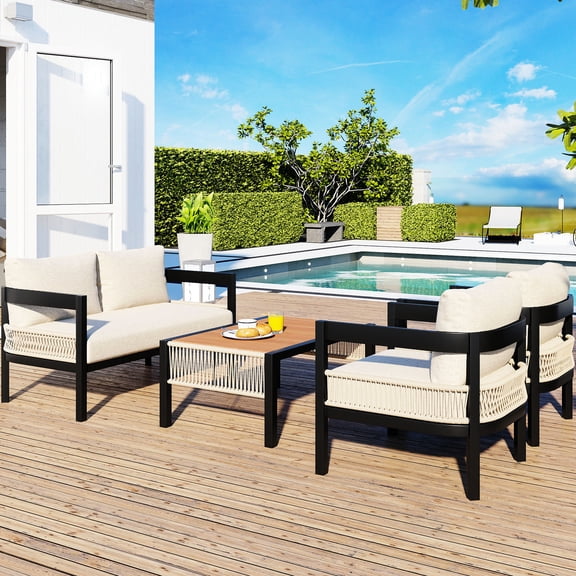 U-Style Outdoor Iron Sofa, Eco-Friendly and Recyclable Tabletop / Relax in a Green Outdoor Space