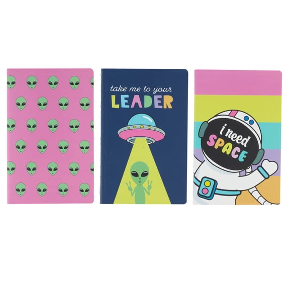 U Style Set of 3 Mini Paper Journals, Space-Themed Designs