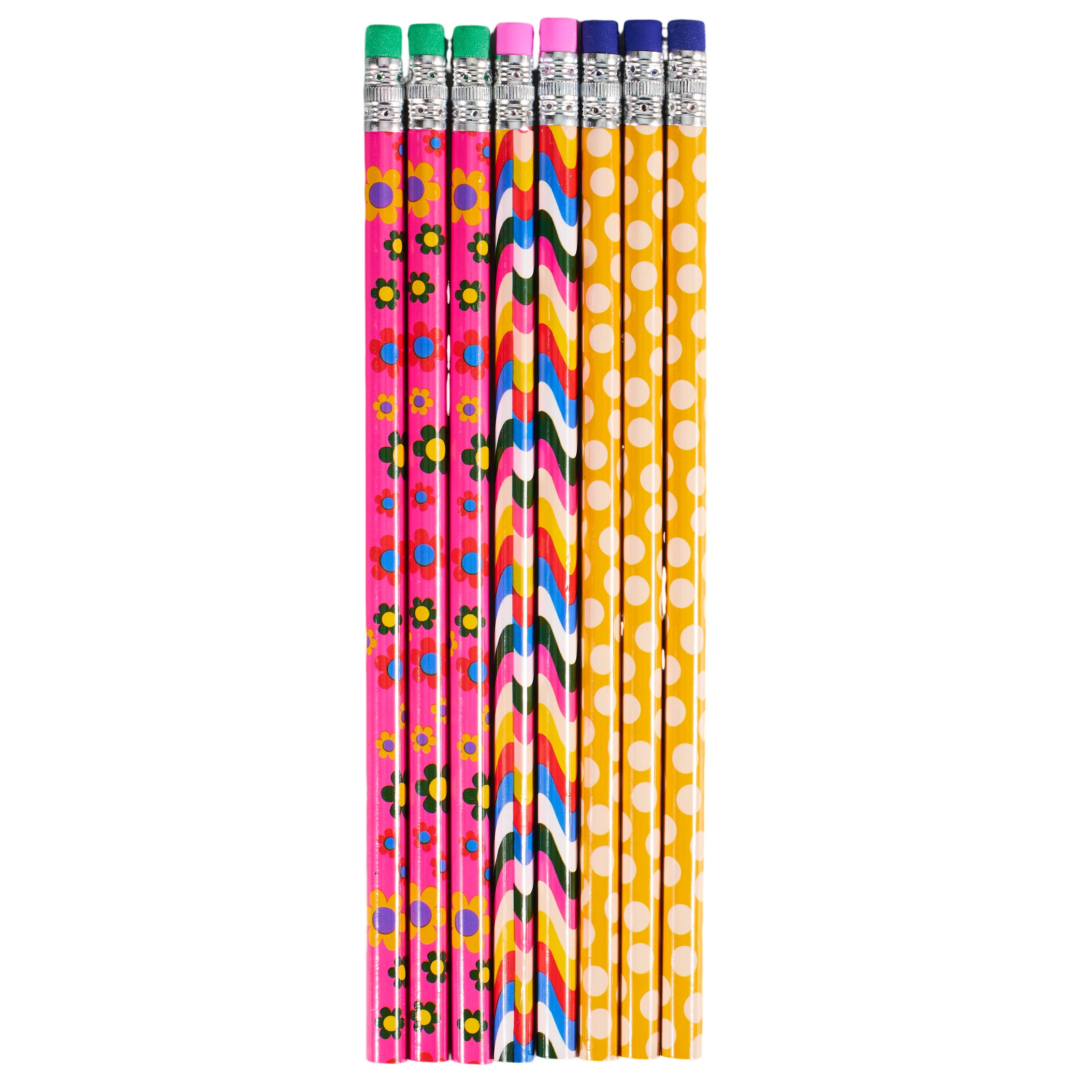 U Style Vintage Patterned No. 2 Pencils, Made from FSC Wood, 8 Pack ...