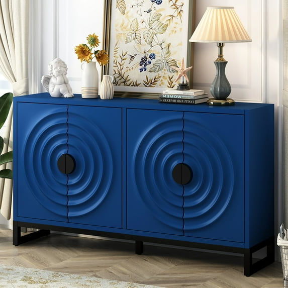 U-Style storage cabinet adjustable shelves rubberwood veneer iron legs for versatile home organization