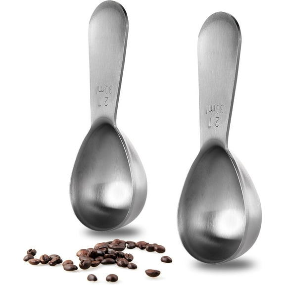 U-Taste 18/8 Stainless Steel Coffee Scoop: Durable Metal Kitchen Baking Cooking Measuring Coffee Scoop 2 Tablespoon Set of 2