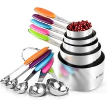 U-Taste 18/8 Stainless Steel Measuring Cups and Spoons Set of 10 (Multicolors)