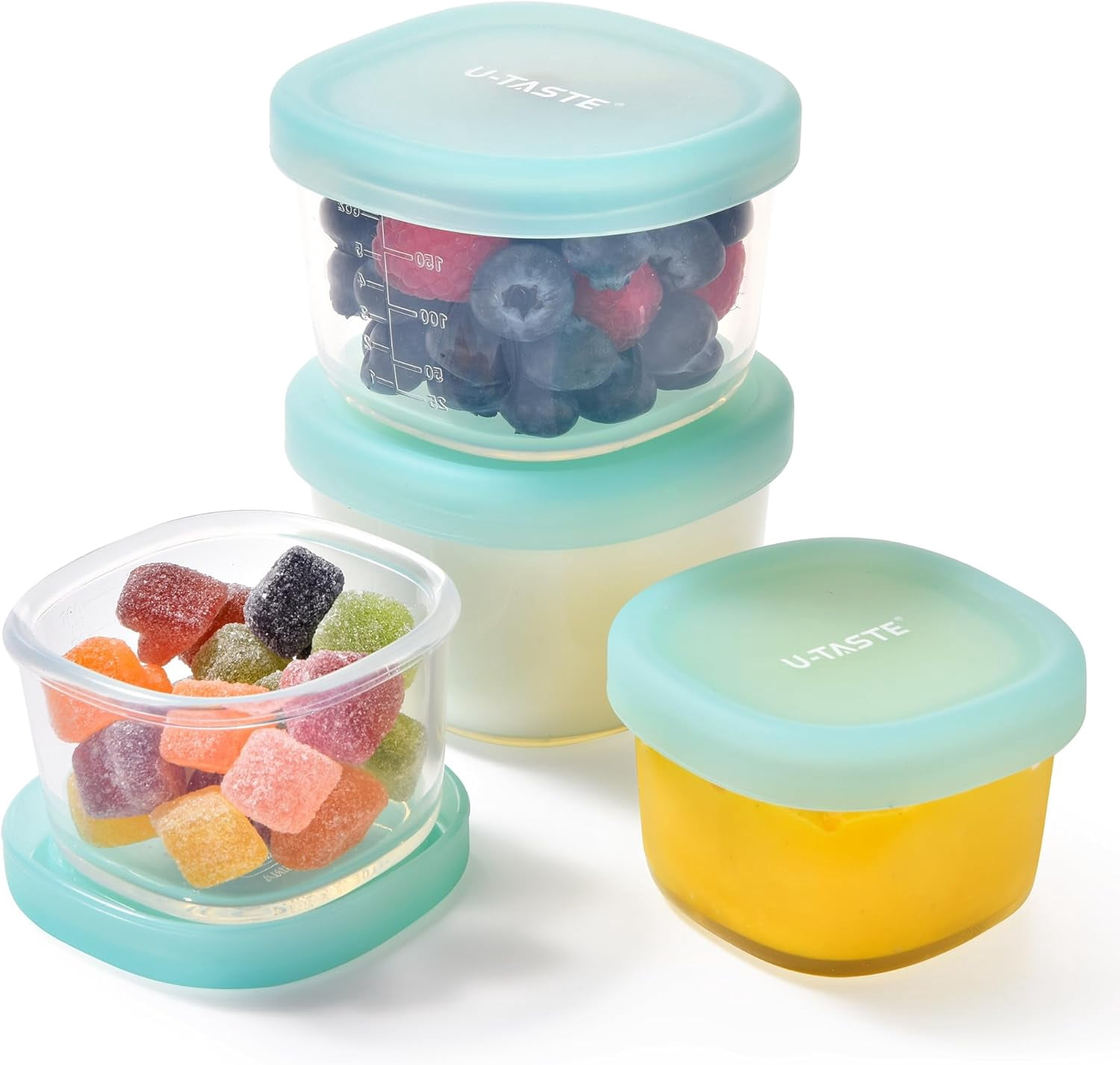 U-Taste 3oz 6oz Small Storage Containers: Food Grade Liquid-Silicone ...