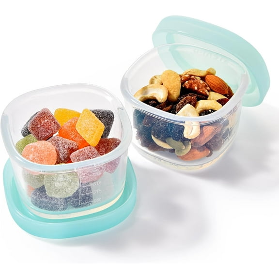 U-Taste 3oz Mini Sauce Containers: Food Grade Liquid Silicone Condiment Storage with Airtight Lid, Freezer Safe with Clear 100ml Measurements, Reusable for Dipping Ketchup, Salad Dressing (Aqua Sky)