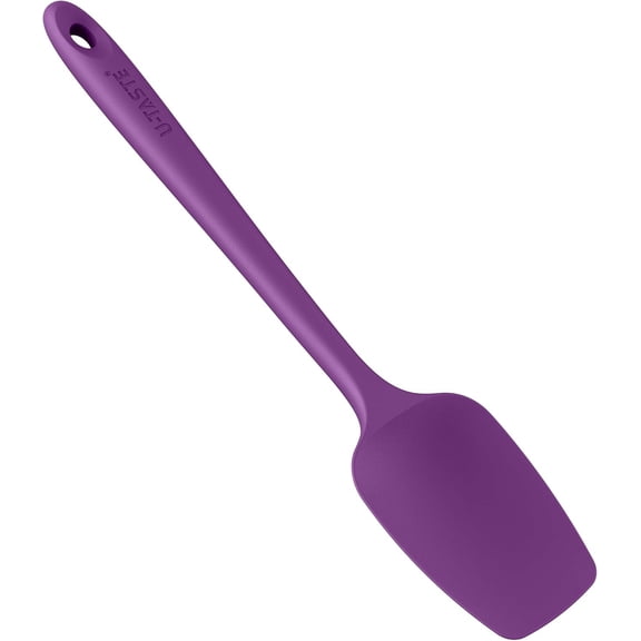 U-Taste 11.38in Silicone Spoon Spatula, 480°F High Heat Resistant BPA-Free Food Grade Kitchen Cooking Baking Mixing One Piece Seamless Flexible Rubber Bowl Scraper for Nonstick Cookware (Purple)
