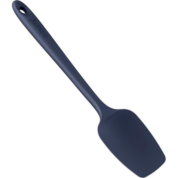 U-Taste 11.38in Silicone Spoon Spatula, 480°F High Heat Resistant BPA-Free Kitchen Cooking Baking Mixing One Piece Seamless Flexible Rubber Bowl Scraper for Nonstick Cookware (Midnight Blue)