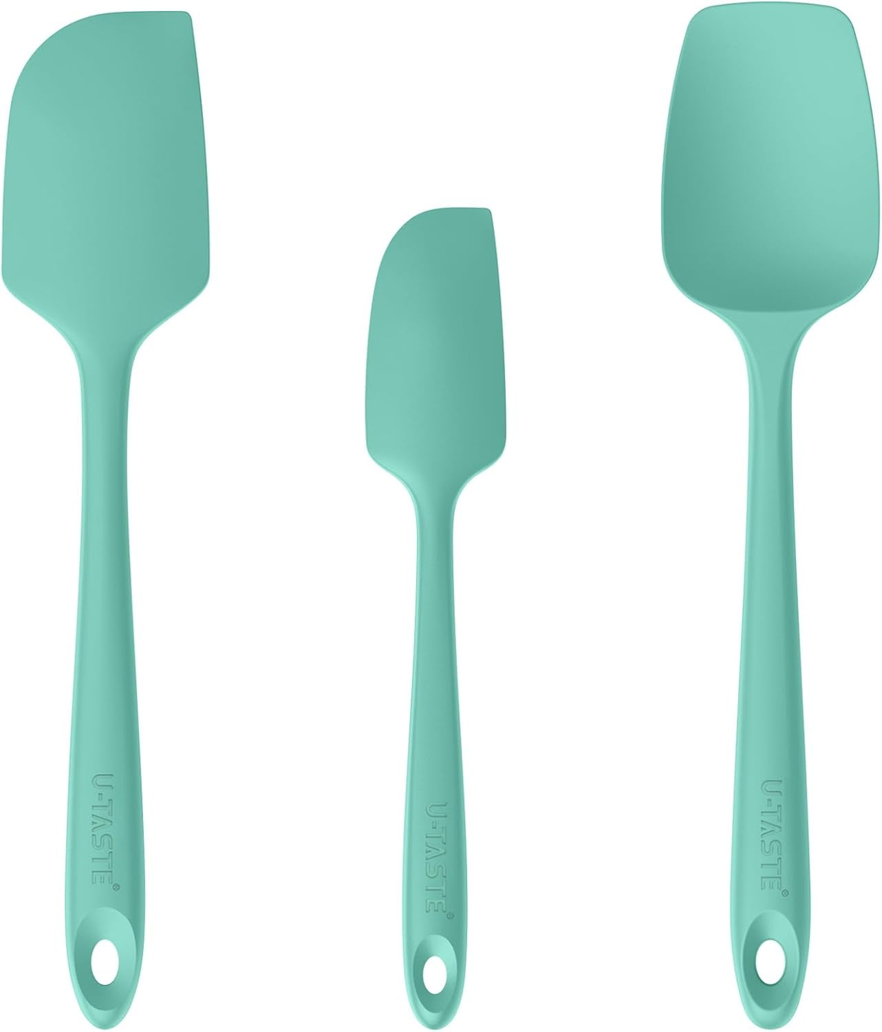 U-Taste 480°F High Heat Resistant Silicone Spatula Set of 3, BPA-Free Food Grade Kitchen Cooking Baking Mixing One Piece Seamless Flexible Rubber Scraper for Nonstick Cookware (Aqua Sky) - Walmart.com