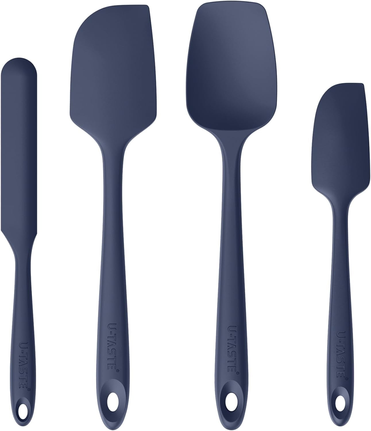 U-Taste 480°F High Heat Resistant Silicone Spatula Set of 4, BPA-Free Food Grade Kitchen Cooking Baking Mixing One Piece Seamless Flexible Rubber Scraper for Nonstick Cookware (Midnight Blue) - Walmart.com