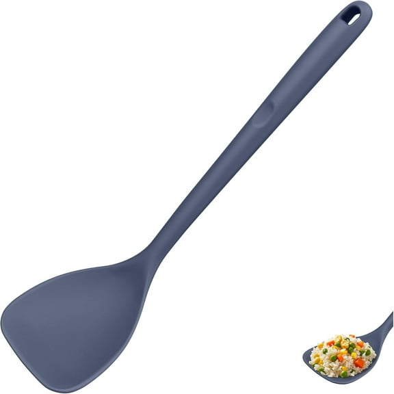 U-Taste 600ºF Heat Resistant Wok Spatula: 13.76" Long, 3.63" Wide Silicone Cooking Tools with Flexible Edge & Sturdy Core, for Kitchen Stir Fry, Serving, Scoop, Non-Stick Pan, Cast Iron (Blue)