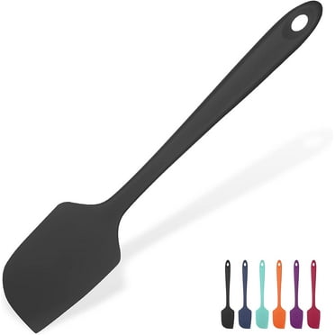 U-Taste 600°F High Heat Resistant 11.38in Silicone Large Spatula, BPA-Free Food Grade Kitchen Cooking Baking Mixing One Piece Seamless Flexible Rubber Bowl Scraper for Nonstick Cookware (Black)