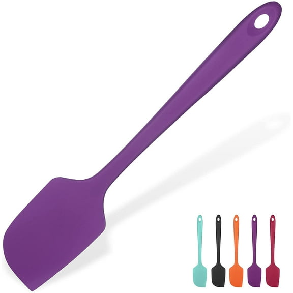 U-Taste 600°F High Heat Resistant 14in Extra Large Silicone Spatula, BPA-Free Food Grade Kitchen Cooking Baking Mixing One Piece Seamless Flexible Rubber Bowl Scraper for Nonstick Cookware (Purple)