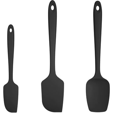 U-Taste 600°F High Heat Resistant Silicone Spatula Set of 3, BPA-Free Food Grade Kitchen Cooking Baking Mixing One Piece Seamless Flexible Rubber Scraper for Nonstick Cookware (Black)