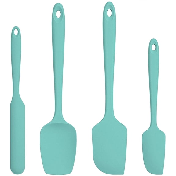 U-Taste 600°F High Heat Resistant Silicone Spatula Set of 4, BPA-Free Food Grade Kitchen Cooking Baking Mixing One Piece Seamless Flexible Rubber Scraper for Nonstick Cookware (Teal/Aqua Sky)