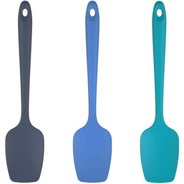 U-Taste 600°F High Heat Resistant Silicone Spoon Spatula Set of 3, BPA-Free Food Grade Kitchen Cooking Baking Mixing One Piece Seamless Flexible Rubber Scraper for Nonstick Cookware (Multicolors)