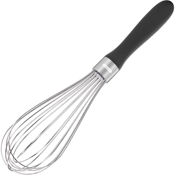 U-Taste Kitchen Wire Whisk for Cooking, 18/10 Stainless Steel Egg Beater with 8 Wires, Baking Tool for Whisking Mixing Stirring Blending, M, Black