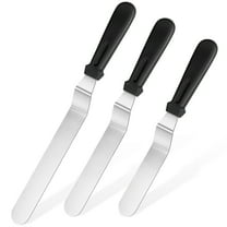 U-Taste Offset Spatulas Set of 3, 420 Stainless Steel Metal Angled Icing Spatula Spreader Smoother with 6/8/10 inches Length Blade and PP Plastic Handle for Cake Decorating Frosting Baking (Black)