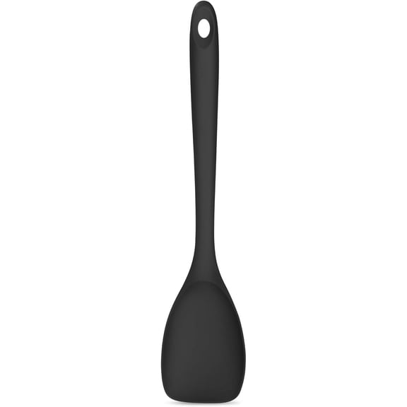 U-Taste Silicone Cooking Spoon, 600ºF Heat Resistant Scoop Spatula, Flexible Food Grade Rubber Scraper Spoonula for Non-Stick Pan Cookware, Black