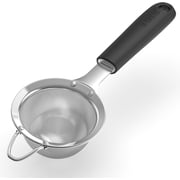 U-Taste Small Fine Mesh Strainer 18/8 Stainless Steel 3.35in 30 Mesh Kitchen Food Sieve with Sturdy Riveted Silicone Handle, Heavy Duty Deep Handheld Metal Colander for Tea, Juice Black