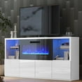 UToBe 68''Fireplace TV Stand with 40'' Fireplace,Modern High Gloss