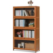 U-ToBe  Bamboo 4-Tier Display Case Bookcase with Clear Acrylic Flip-Up Doors, Wide Brown Kitchen Cabinet Storage Pantry Cabinet Showcase Storage Cabinet Organizer - 31" L x 12.5" W x 54.5" H