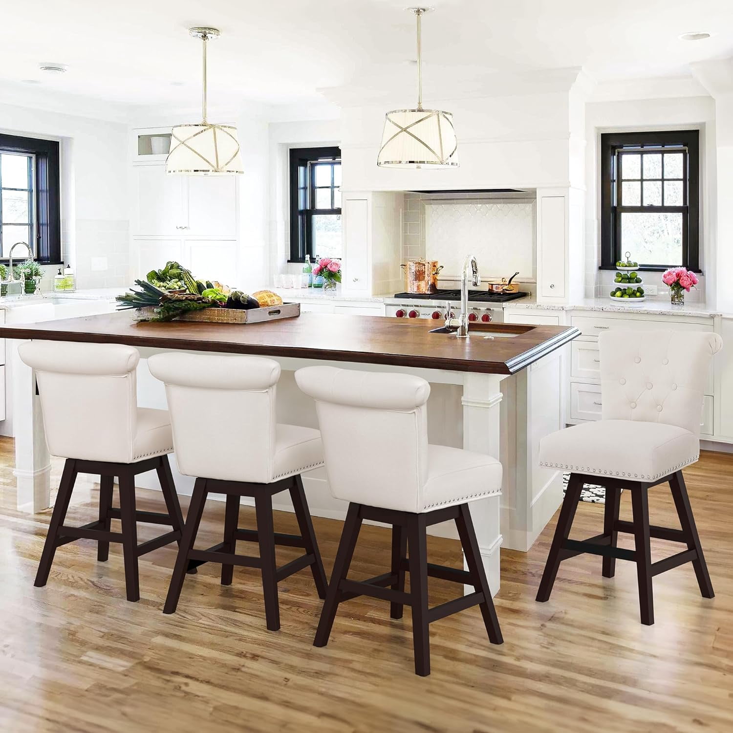 U-ToBe Counter Height Bar Stools Set of 4, 26 Inch Swivel Bar Stool ...
