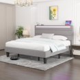 UToBe LED King Size Bed Frame with Headboard, Upholstered Platform Bed