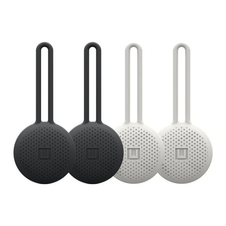 [U] by UAG Designed for AirTag Case 4 Pack DOT Loop Stylish Soft-Touch Silicone Anti-Scratch Protective Cover Holder with Loop Attachment for Keys, Bags, Pets, Backpacks - (2) Black & (2) Marshmallow