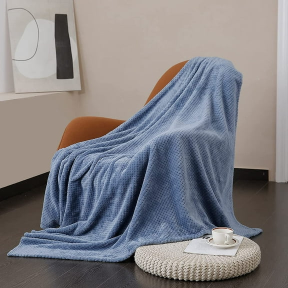 U UQUI Queen Size Blanket Blue Microfiber Dual Sided Blanket 90"x90"