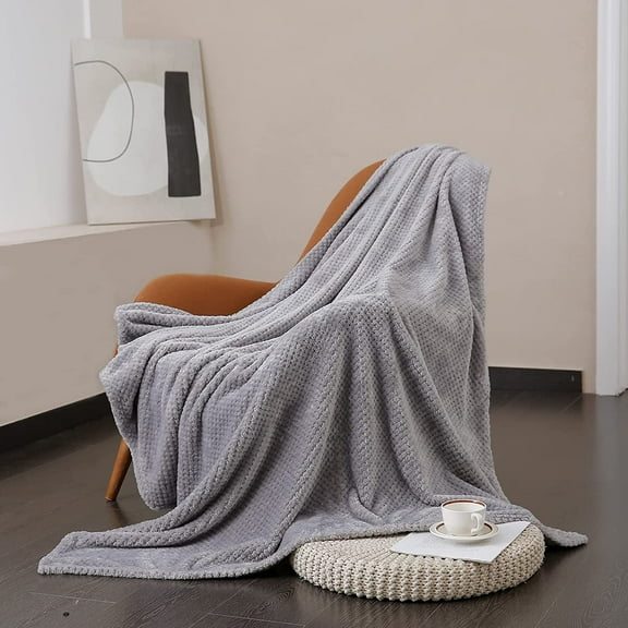 U UQUI Queen Size Blanket Gray Microfiber Dual Sided Blanket 90"x90"