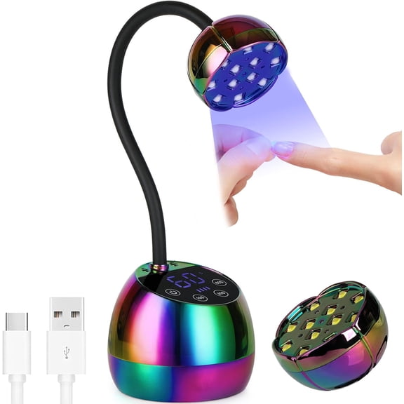 U V LED  Lamp - 36W Mini Cordless Flash Cure Lamp for Gel x Nails,Gooseneck Portable Gel  U V Light  Dryer Auto Sensor with 3 Timers and LCD Display for  DIY