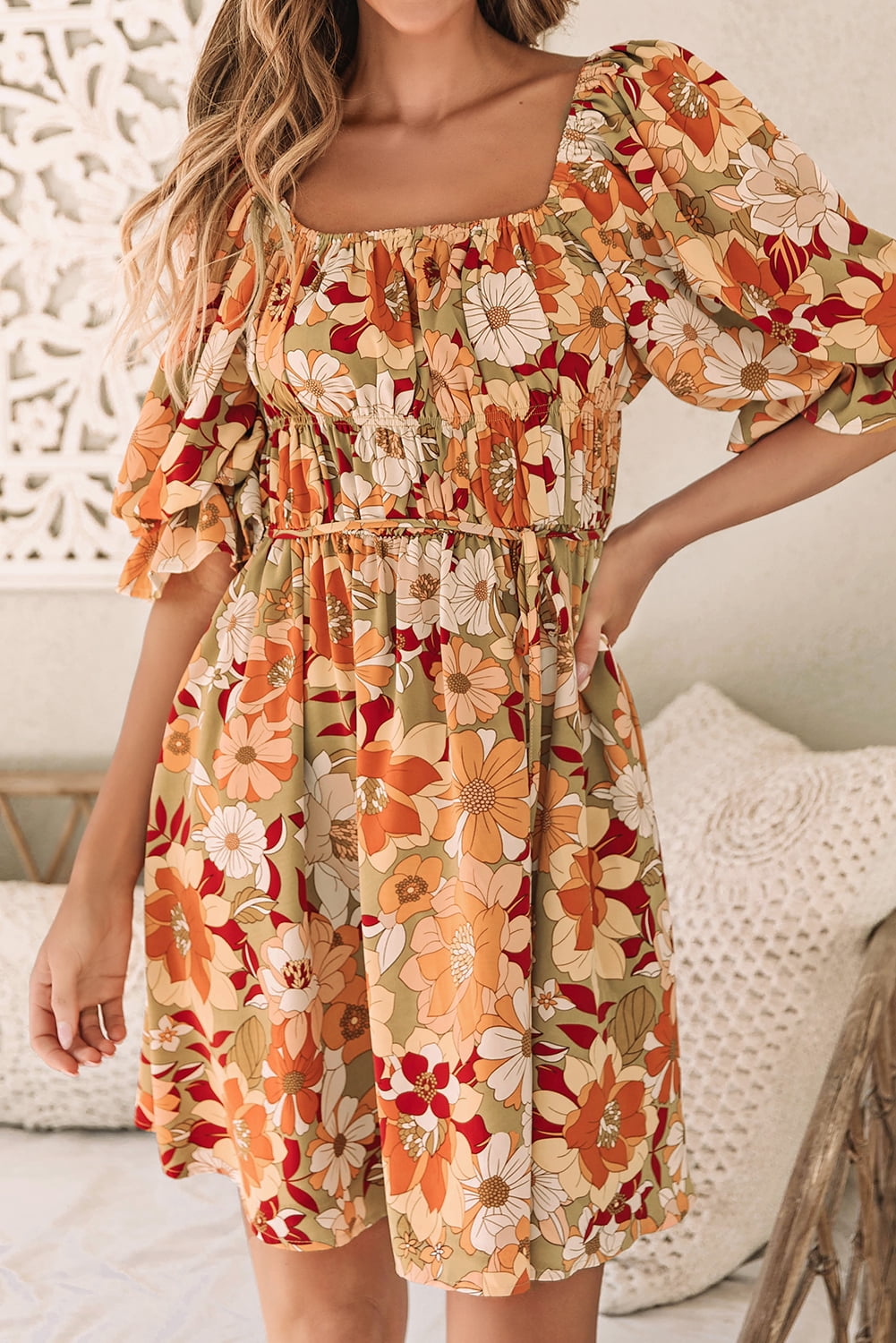 Ruffled Sleeve Dress