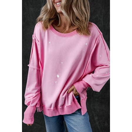 U.Vomade Unleash Your Style with Bonbon's Edge-Exposing, Oversized Sweatshirt - Splash Spot Chic!