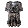 thumbnail image 1 of U.Vomade Women’s Short Sleeve V Neck Floral Blouses Henley Shirt Tunic Tops Plus Size M-4X, 1 of 3
