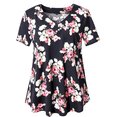 thumbnail image 1 of U.Vomade Women’s Short Sleeve V Neck Floral Blouses Henley Shirt Tunic Tops Plus Size M-4X, 1 of 3
