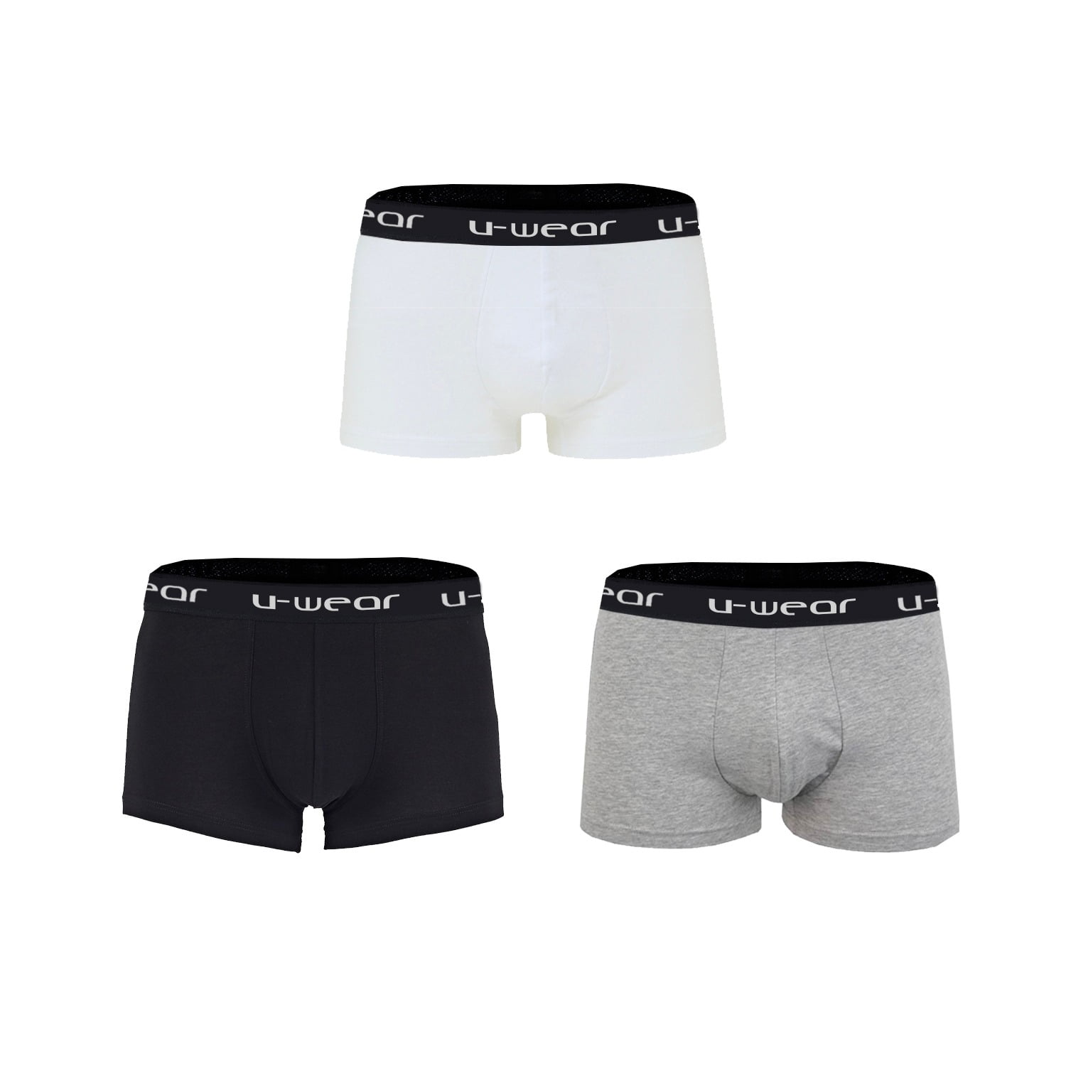 UWear Men’s Cotton Underwear Boxer Shorts 3 Pack Briefs For Men, Black