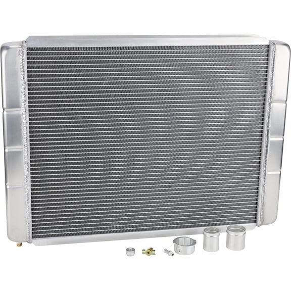 Speedway Motors U-Weld-It Custom Aluminum Radiator Kit 28 x 19 Inch, Universal Single Pass, Furnace Brazed Core, Cross or Downflow, 1.5 Inlet 1.75 Outlet