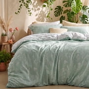U by Bedsure 3 Pieces Sage Green Queen Size Comforter Sets, Cute Flowers Botanical Lightweight Soft Bedding Set With 2 Pillow Shams