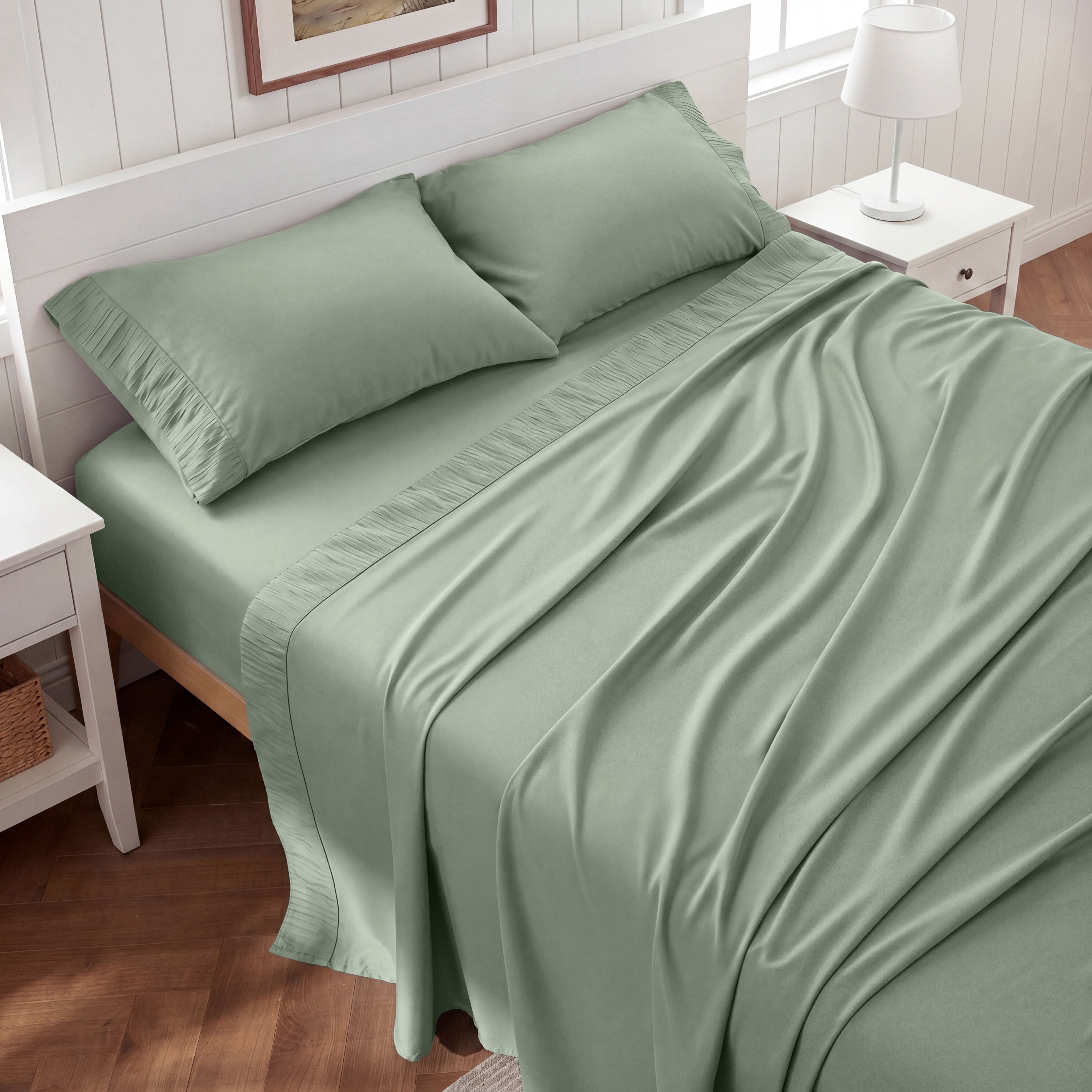 U Bedsure U by Bedsure King Sheets Set, 4 Pieces Deep Pockets Cooling Soft Polyester Microfiber Bed Sheets Set, Sea Foam Green