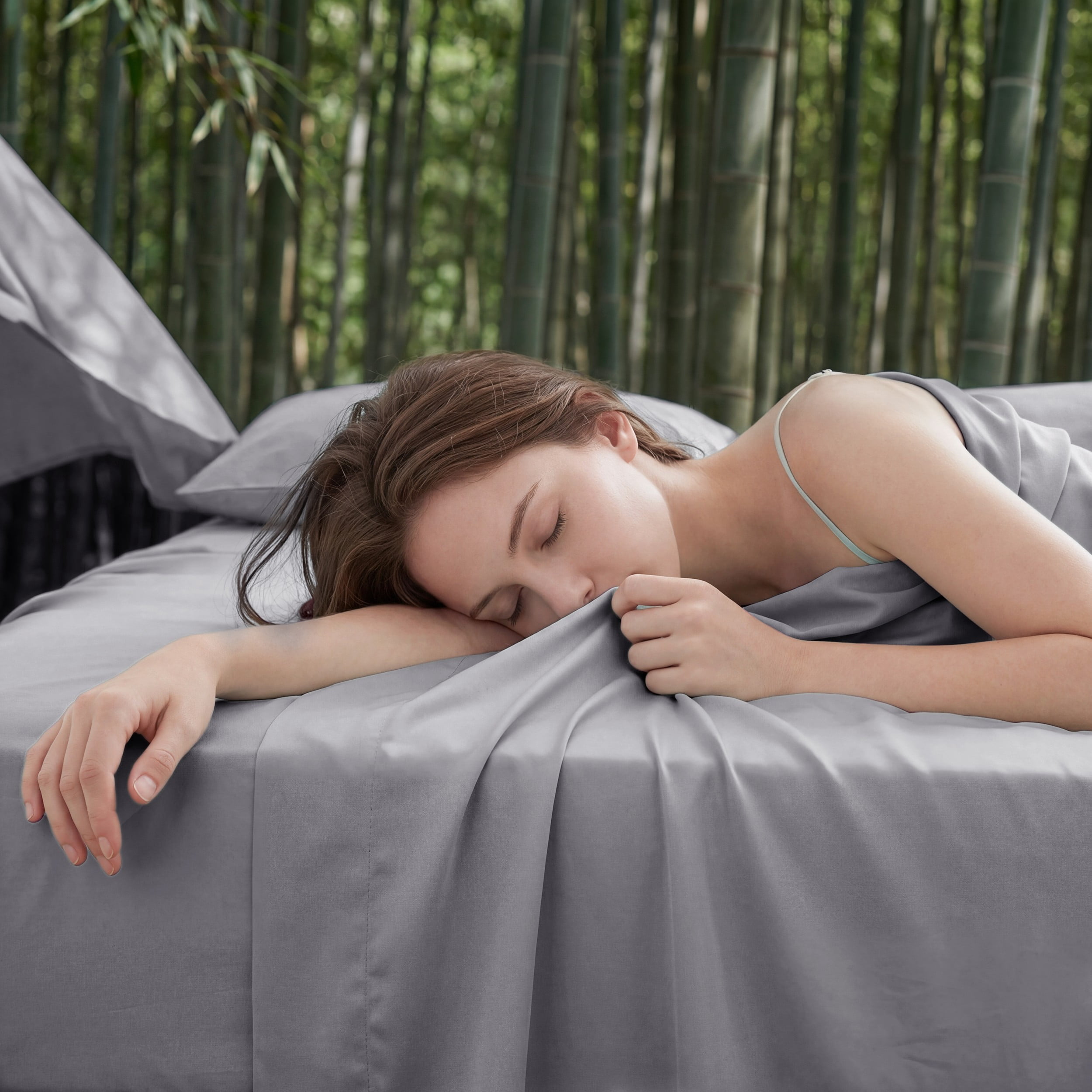 U Bedsure U by Bedsure Cooling Bamboo King Sheets Set, 4 Pieces Deep Pockets Luxury Bed Sheets, Gray