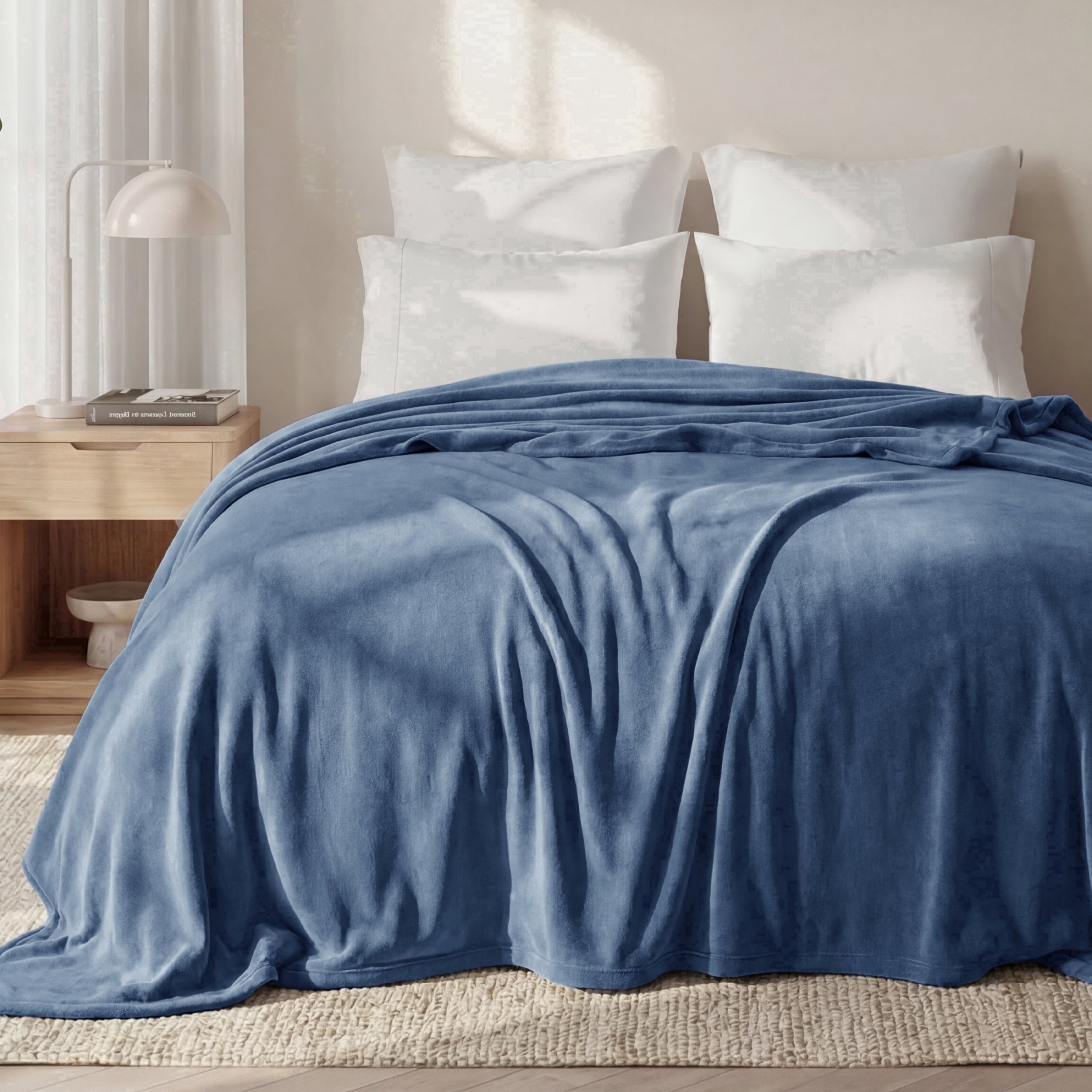 U Bedsure U by Bedsure Fleece Blanket Queen Blanket Mineral Blue - Soft Lightweight Plush Fuzzy Cozy,90x90 inches