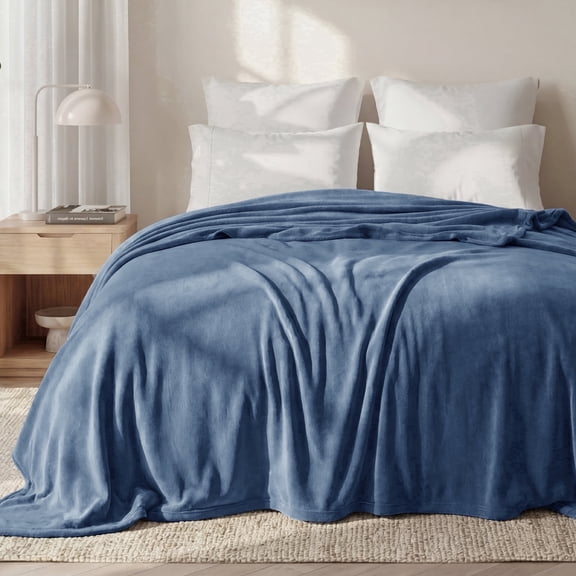U by Bedsure Fleece Blanket Queen Blanket Mineral Blue - Soft Lightweight Plush Fuzzy Cozy,90x90 inches