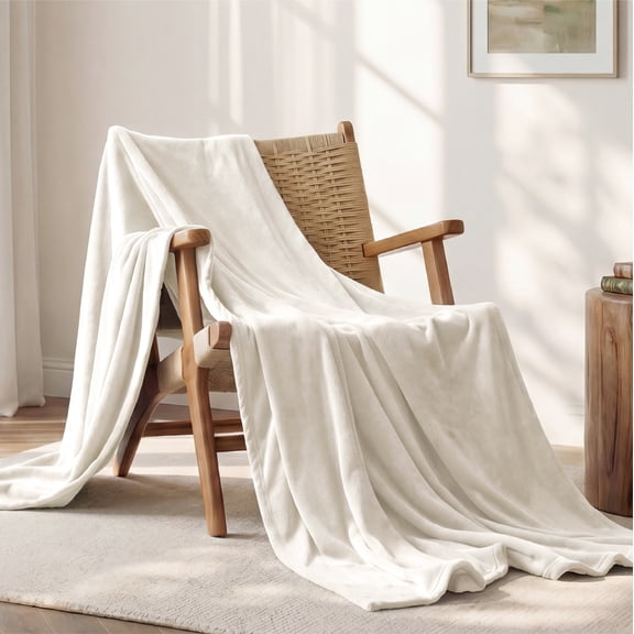 U by Bedsure Fleece Blankets Throw Size Cream, 300GSM Lightweight Plush Fuzzy Cozy Soft , 50x60 inches