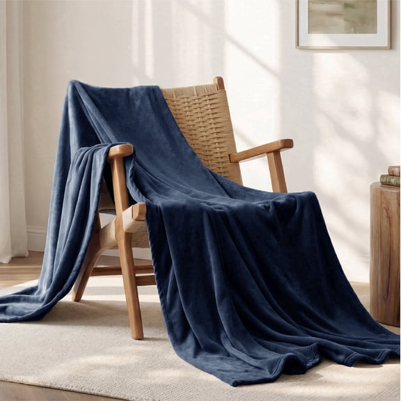 U by Bedsure Fleece Throw Blanket Navy Blue, Throw Blankets for Toddlers, Kids, Boys,50x60 inches