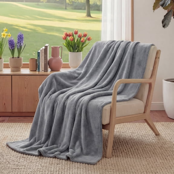 U by Bedsure Fleece Throw Blanket for Couch Grey, Lightweight Plush Fuzzy Cozy Soft Blankets and Throws for Sofa, 50x60 inches