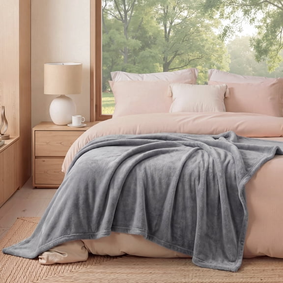 U by Bedsure Fleece Throw Blanket for Couch Grey, Lightweight Plush Fuzzy Cozy Soft Blankets and Throws for Sofa, 50x60 inches
